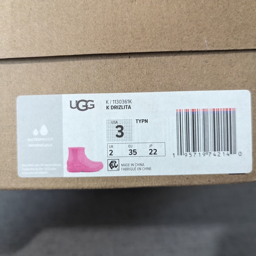 UGG Drizlita Rainboots Toddler Girl Pink Size 3 - Picture 9 of 15
